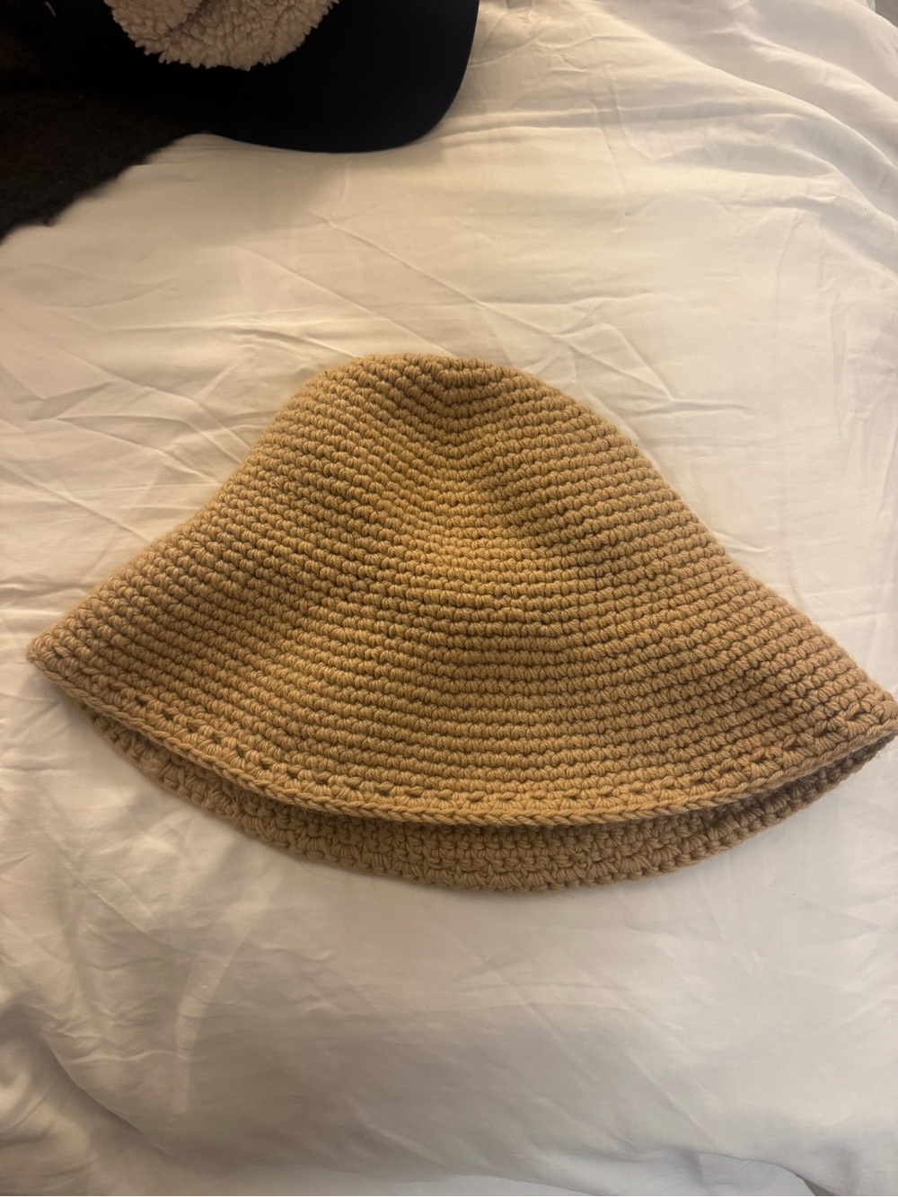 Crocheted Bucket Hat in Tan